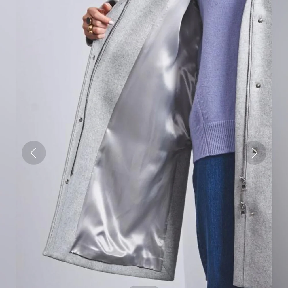 $356 United Arrows Beige Wool Women's Hooded Coat Sz JP38 US6 S Preppy Old money - Picture 4 of 15